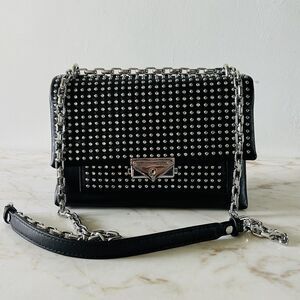 MICHAEL KORS Cece Black Leather Medium Convertible Chain Shoulder Tote Bag